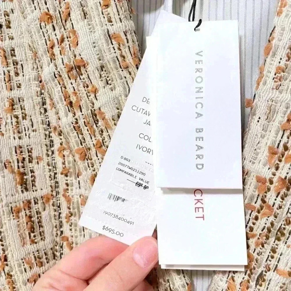 NWT Veronica Beard Tweed Cutaway Dickey Jacket Blazer Ivory Estate Size 2 - Picture 9 of 13